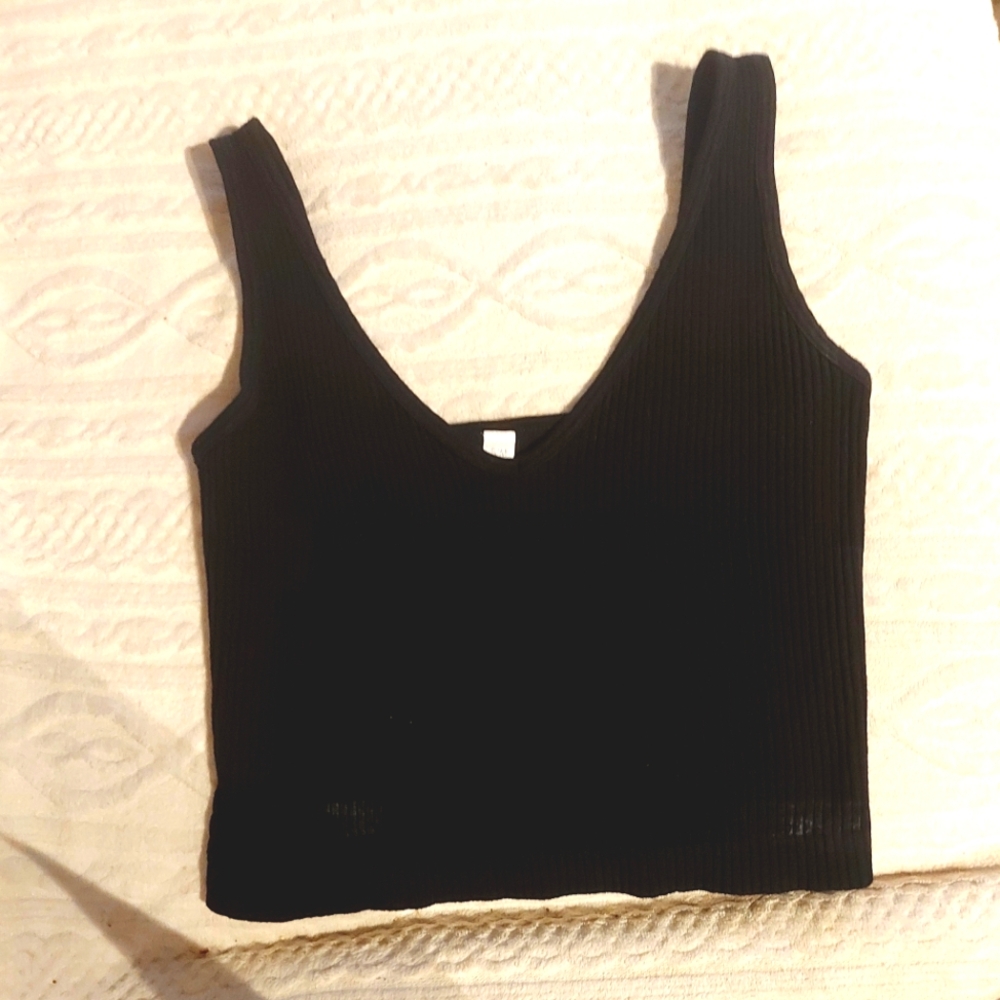 Black Ribbed Women's Crop Top